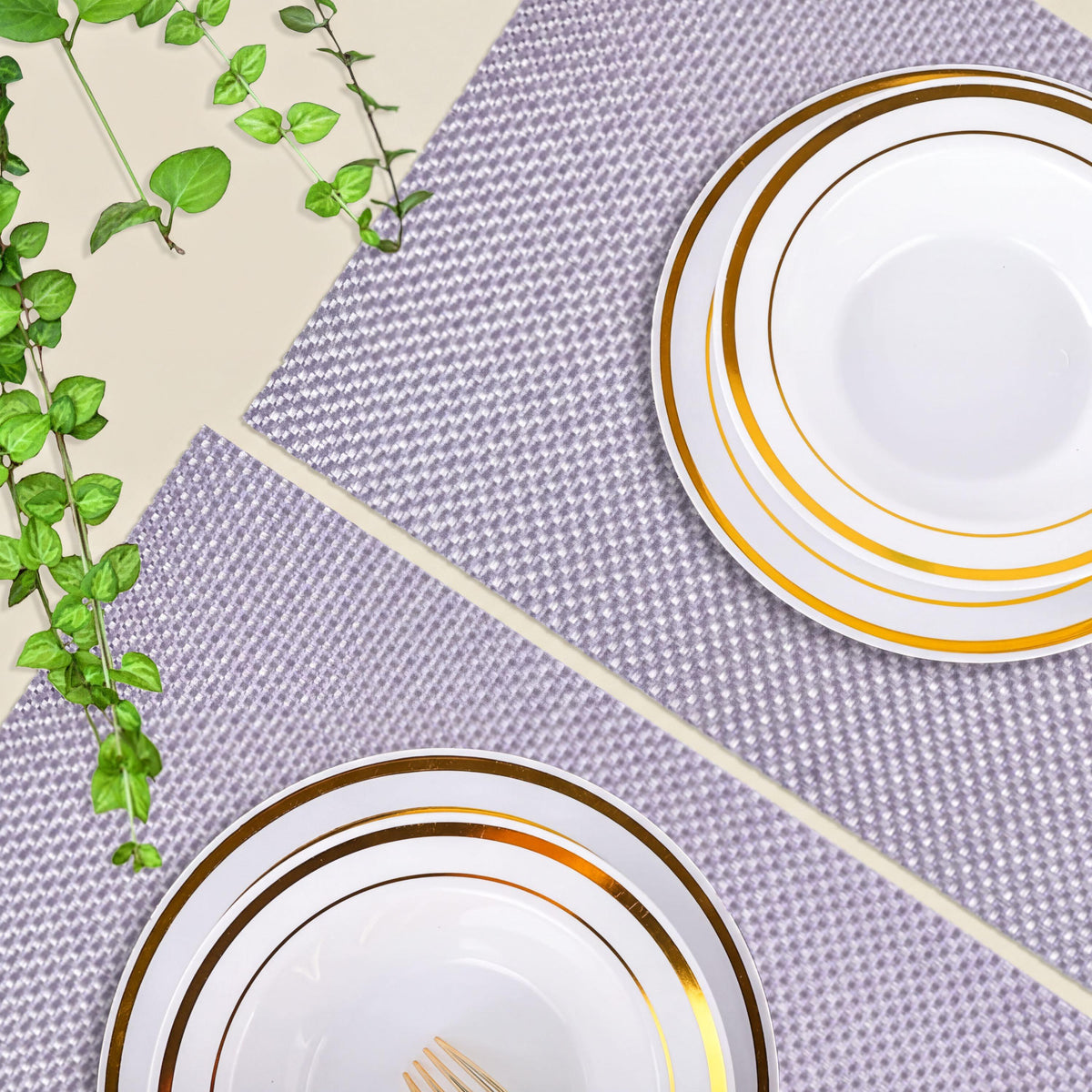 PVC Placemats - Silver Dining Table Mats | Heat Resistant Non Slip Indoor Outdoor