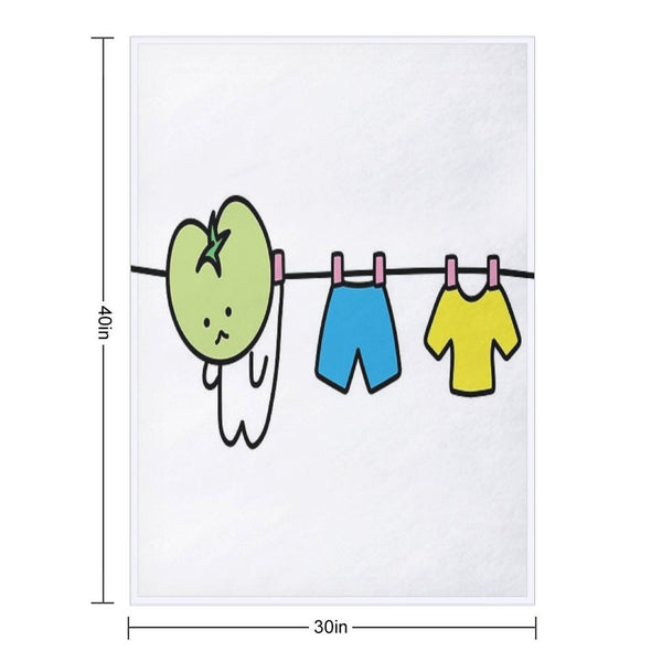 Kawaii Green Tomato Mascot No. 8 Wrinkle-free Throw Blanket