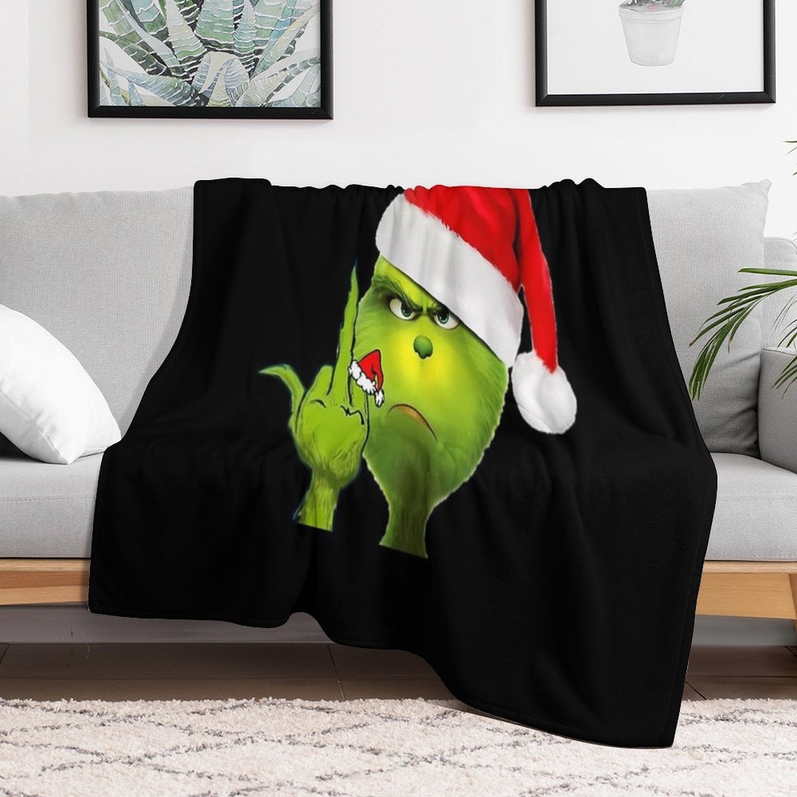 Grinch X Middle Finger Lightweight Throw Blanket