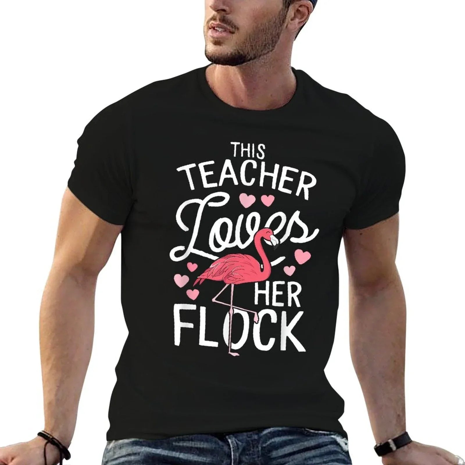 This Teacher Loves Her Flock Flamingo Teacher Class Gift T-Shirt
