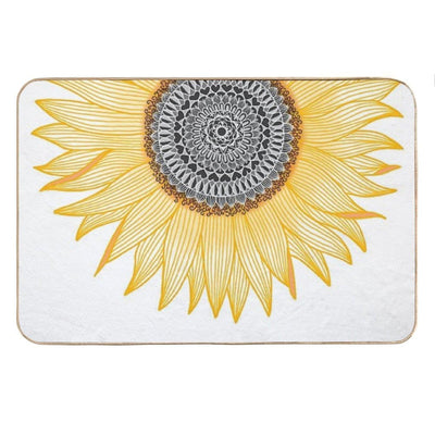 Golden Mandala Sunflower Bath Mat