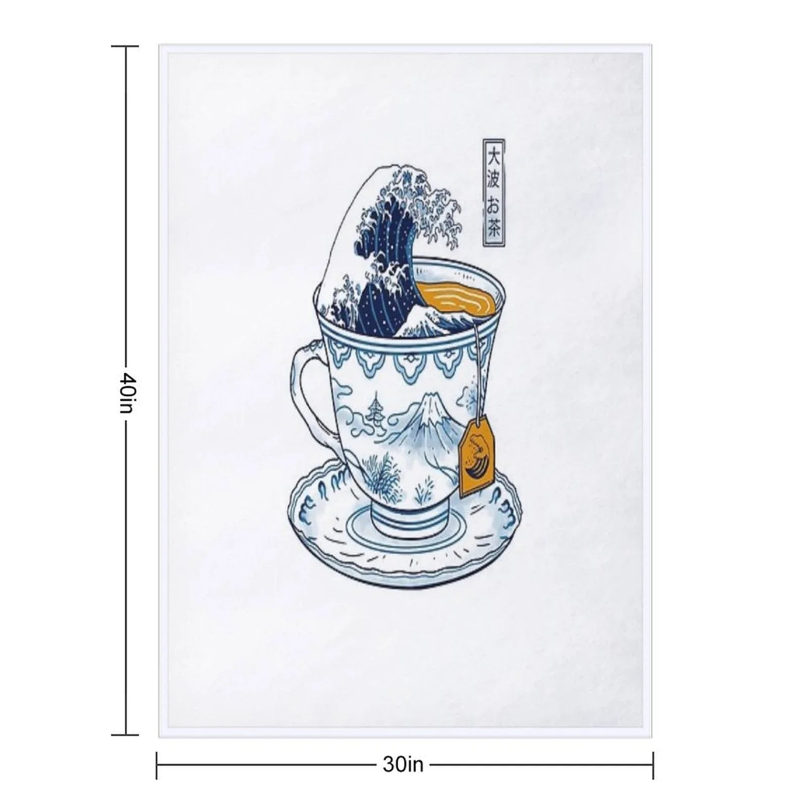 The Great Kanagawa Tea Throw Blanket