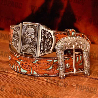 Skull Glow Buckle - Turquoise Belt