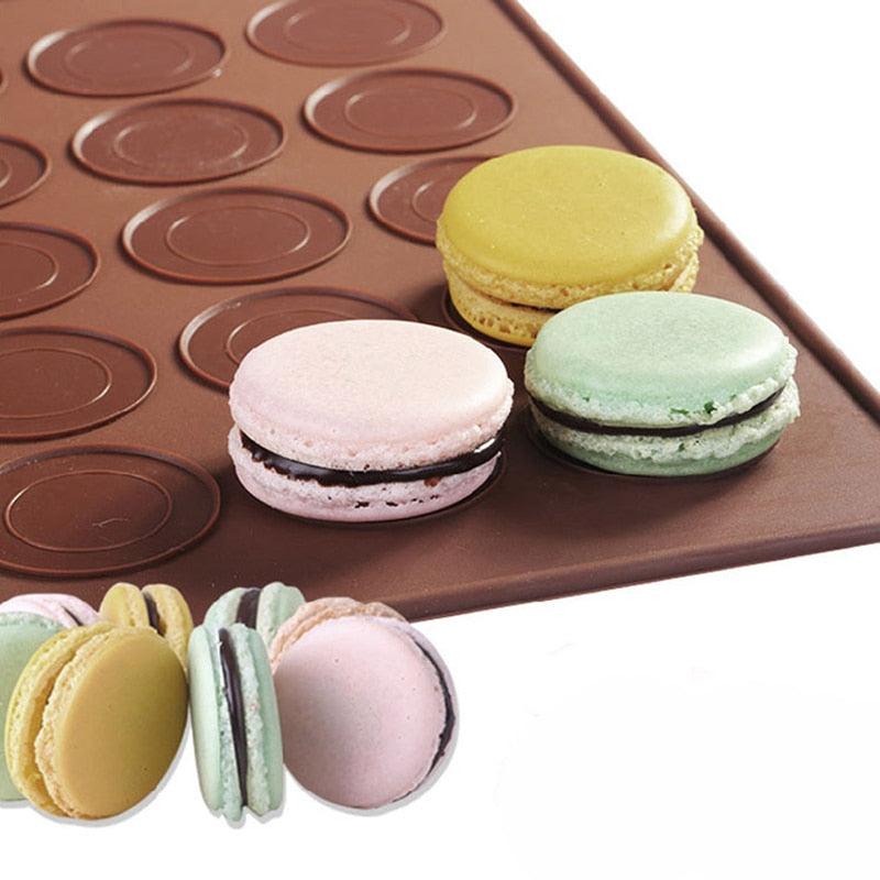 1-2pc/set Large Macaroon Kit Silicone Mat Non-Stick Baking Mold Set 48 Capacity Pot Cake Decorating Supplies Macaron Silicone Mat Non-Stick Silicone Macaron Reusable Baking Mold Set
