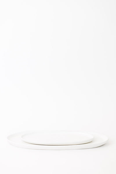 Ines Oval Lipped Serving Plate - Matte White - Set of 2