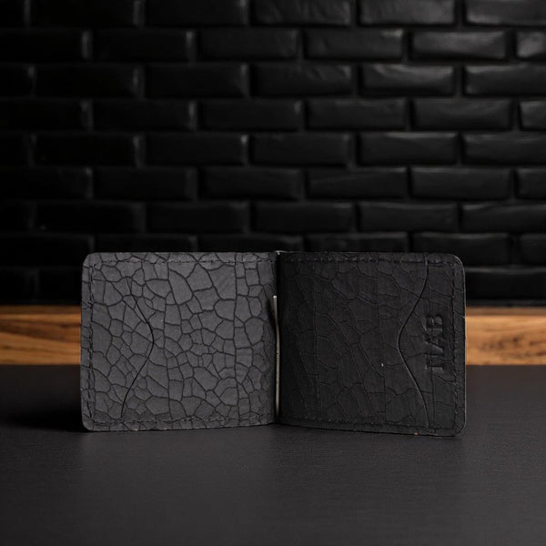 The Pinnacle Wallet - Limited Edition Black Slim Money Clip Crackled Pattern NAB Leather