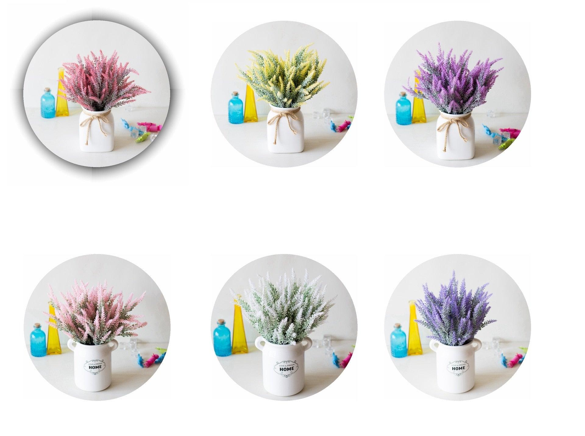 1 Bundle Artificial Lavender Fake Flowers Wedding Bouquet Home Kitchen Office Table Centerpieces Arrangements Decor