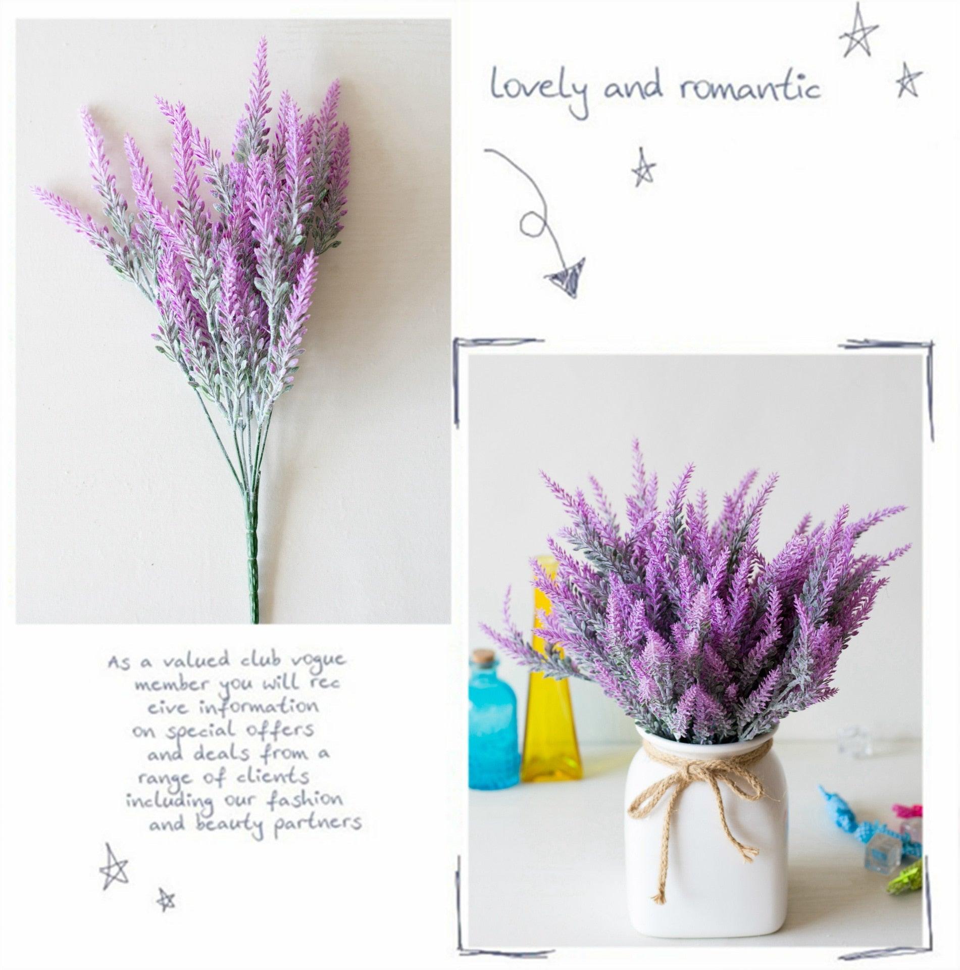 1 Bundle Artificial Lavender Fake Flowers Wedding Bouquet Home Kitchen Office Table Centerpieces Arrangements Decor