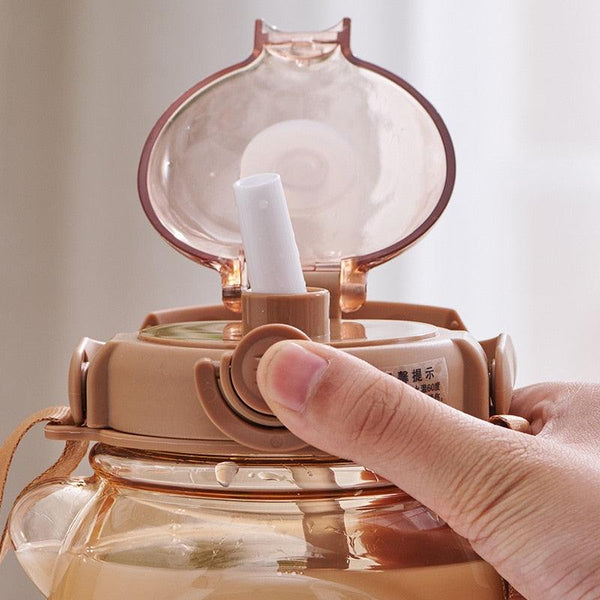 800ML Water Bottle for Kids with Straw Mug Cup Bear Summer Outdoor Sport Plastic Girls School Cute Drinking Cup Bear Water Bottle with Straw and Strap Cute Water Bottles for Kids Drinking Water Bottles Portable Leak Proof