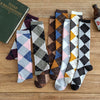 1 Pair Keep Warm Knee-high Socks for Socks Rhombus Pattern Autumn Winter Cotton College Style Socks Running Climbing Fashion Socks For Men And Women