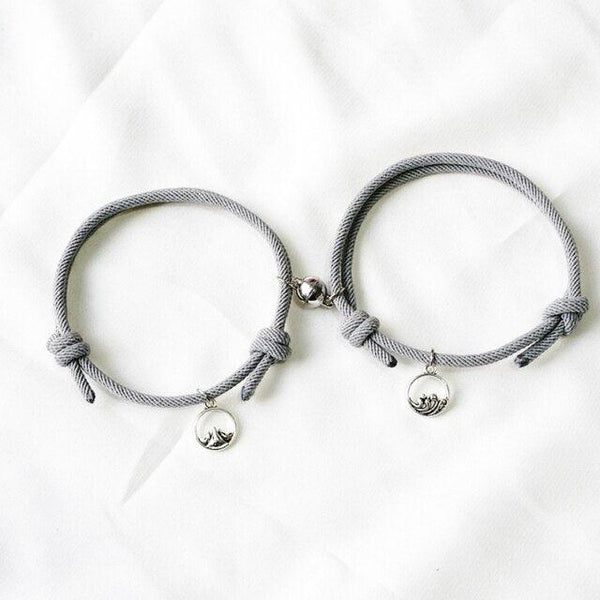 1 Pair Magnet Couple Bracelets Fashion Simple Solid Color Couple Bracelet Pendants Weaving Bracelet Adjustable Mutual Attraction Weave Rope Braided Charm Pendants Bracelet With Magnetic Bells Vows Of Eternal Love Bracelet For Women Men Gift