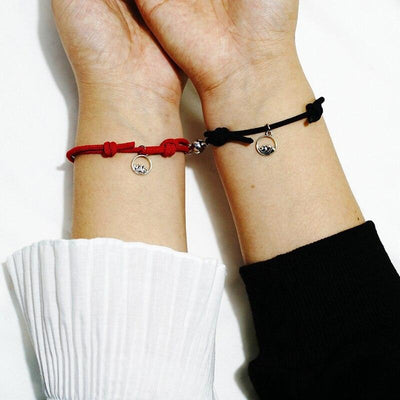 1 Pair Magnet Couple Bracelets Fashion Simple Solid Color Couple Bracelet Pendants Weaving Bracelet Adjustable Mutual Attraction Weave Rope Braided Charm Pendants Bracelet With Magnetic Bells Vows Of Eternal Love Bracelet For Women Men Gift