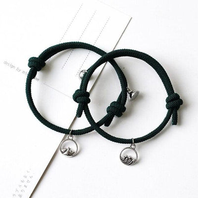 1 Pair Magnet Couple Bracelets Fashion Simple Solid Color Couple Bracelet Pendants Weaving Bracelet Adjustable Mutual Attraction Weave Rope Braided Charm Pendants Bracelet With Magnetic Bells Vows Of Eternal Love Bracelet For Women Men Gift