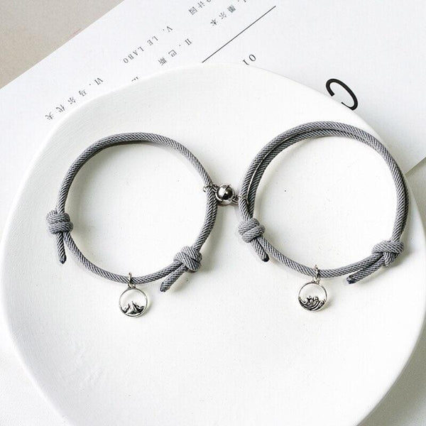 1 Pair Magnet Couple Bracelets Fashion Simple Solid Color Couple Bracelet Pendants Weaving Bracelet Adjustable Mutual Attraction Weave Rope Braided Charm Pendants Bracelet With Magnetic Bells Vows Of Eternal Love Bracelet For Women Men Gift