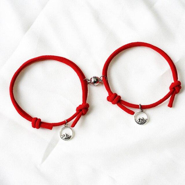 1 Pair Magnet Couple Bracelets Fashion Simple Solid Color Couple Bracelet Pendants Weaving Bracelet Adjustable Mutual Attraction Weave Rope Braided Charm Pendants Bracelet With Magnetic Bells Vows Of Eternal Love Bracelet For Women Men Gift