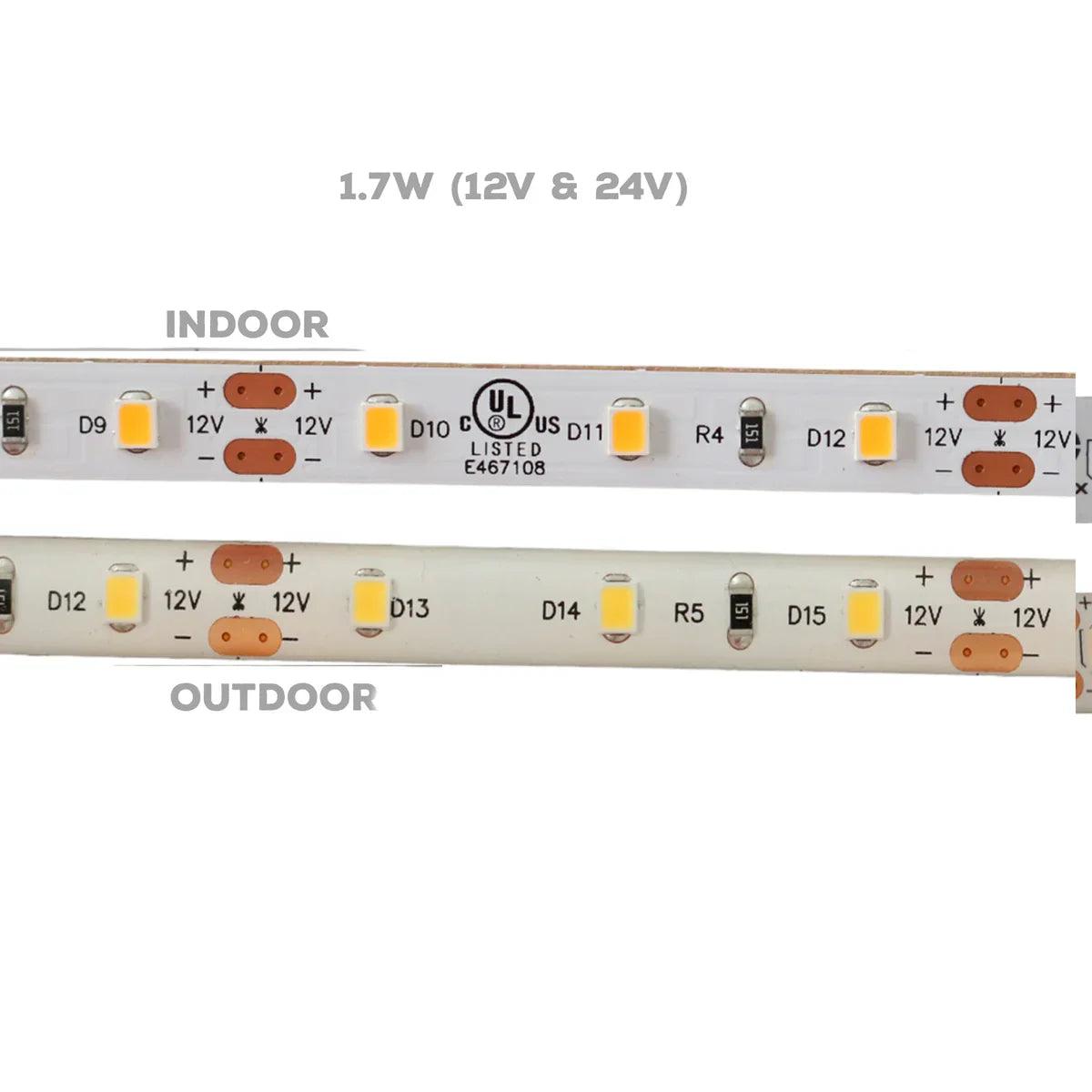 SL01 Strip Light 2835 1.7W/ft 8mm DC12V Low Voltage LED Indoor IP20 UL SMD Tape Light
