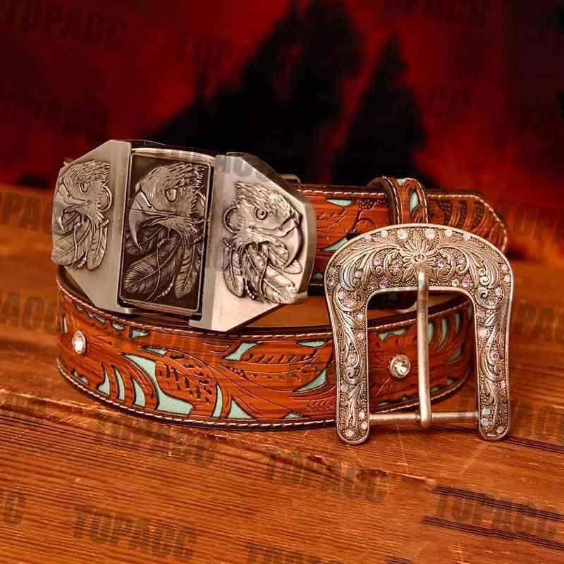 Eagle Glow Buckle - Turquoise Belt - Gifts for You 'n Me