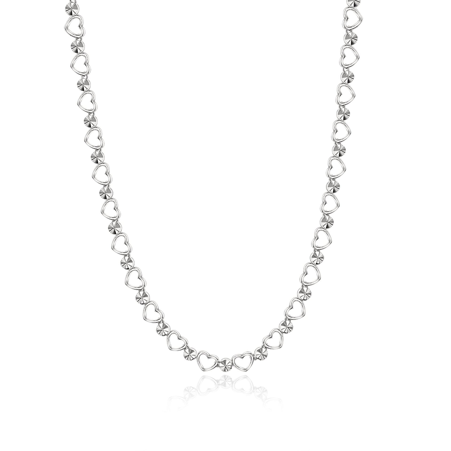 Diamond Cut And Hearts Choker Necklace