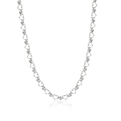 Diamond Cut And Hearts Choker Necklace