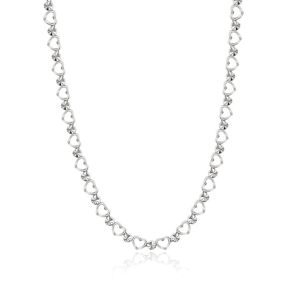 Diamond Cut And Hearts Choker Necklace
