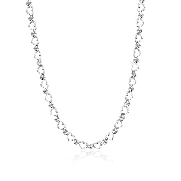 Diamond Cut And Hearts Choker Necklace