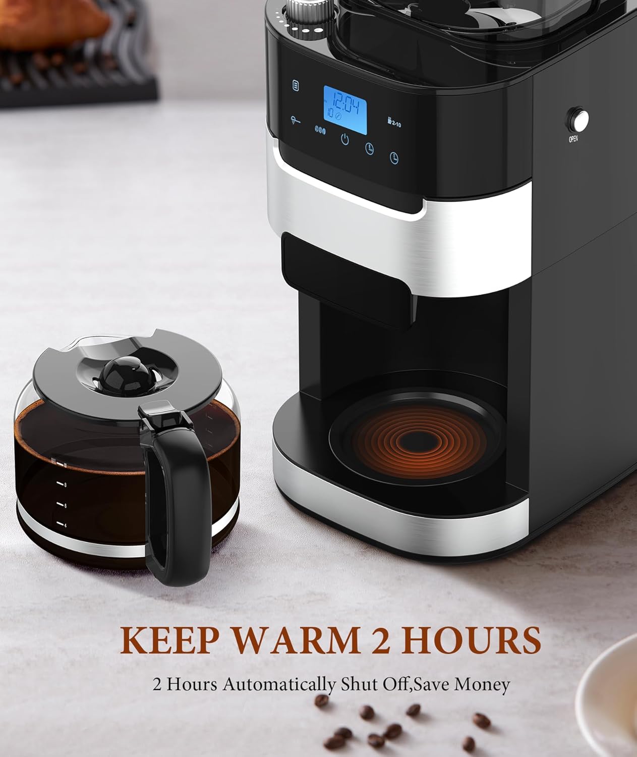 10-Cup Drip Coffee Maker with Built-In Grinde CM8025 Kismile