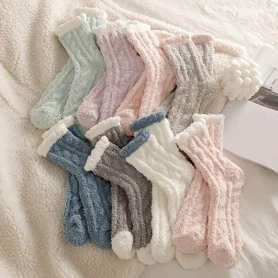 10-Pairs: Coral Fleece Crew Socks