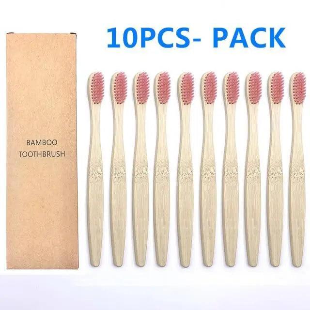 10 Pcs Natural Colorful Toothbrush Eco Friendly Soft Bamboo Toothbrush Bamboo Tooth Dental Oral Care Wood Tooth Brushes