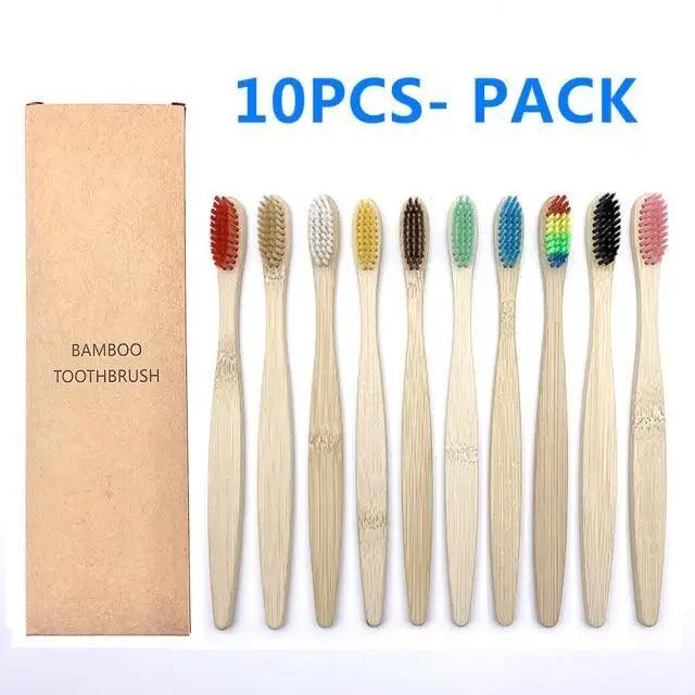 10 Pcs Natural Colorful Toothbrush Eco Friendly Soft Bamboo Toothbrush Bamboo Tooth Dental Oral Care Wood Tooth Brushes