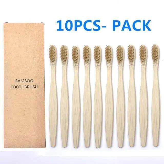 10 Pcs Natural Colorful Toothbrush Eco Friendly Soft Bamboo Toothbrush Bamboo Tooth Dental Oral Care Wood Tooth Brushes