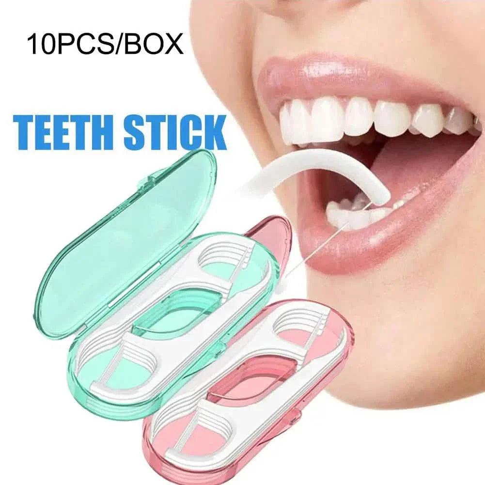10-Piece Set: Dental Floss Travel Case-Floss Pick