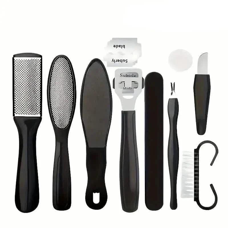 10-Piece Set: Stainless Steel Foot Care Kit - Portable Pedicure & Manicure Set