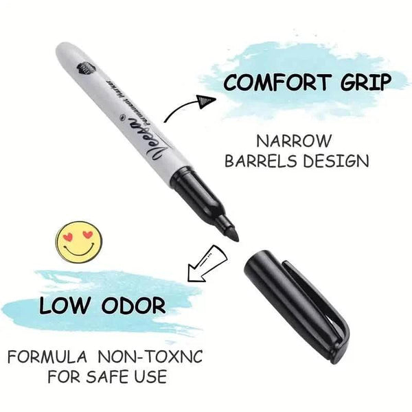 10-Pieces: Black Permanent Markers Fine Tip
