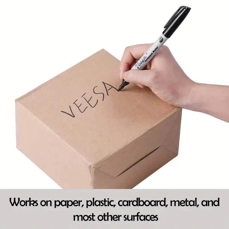 10-Pieces: Black Permanent Markers Fine Tip