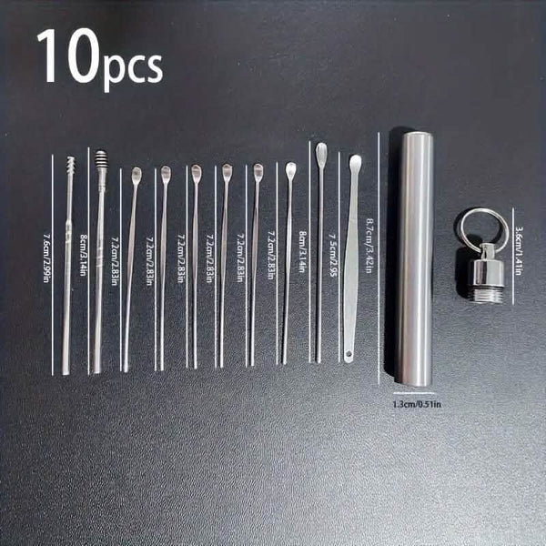 10-Pieces: Stainless Steel Ear Wax Removal Tool Set