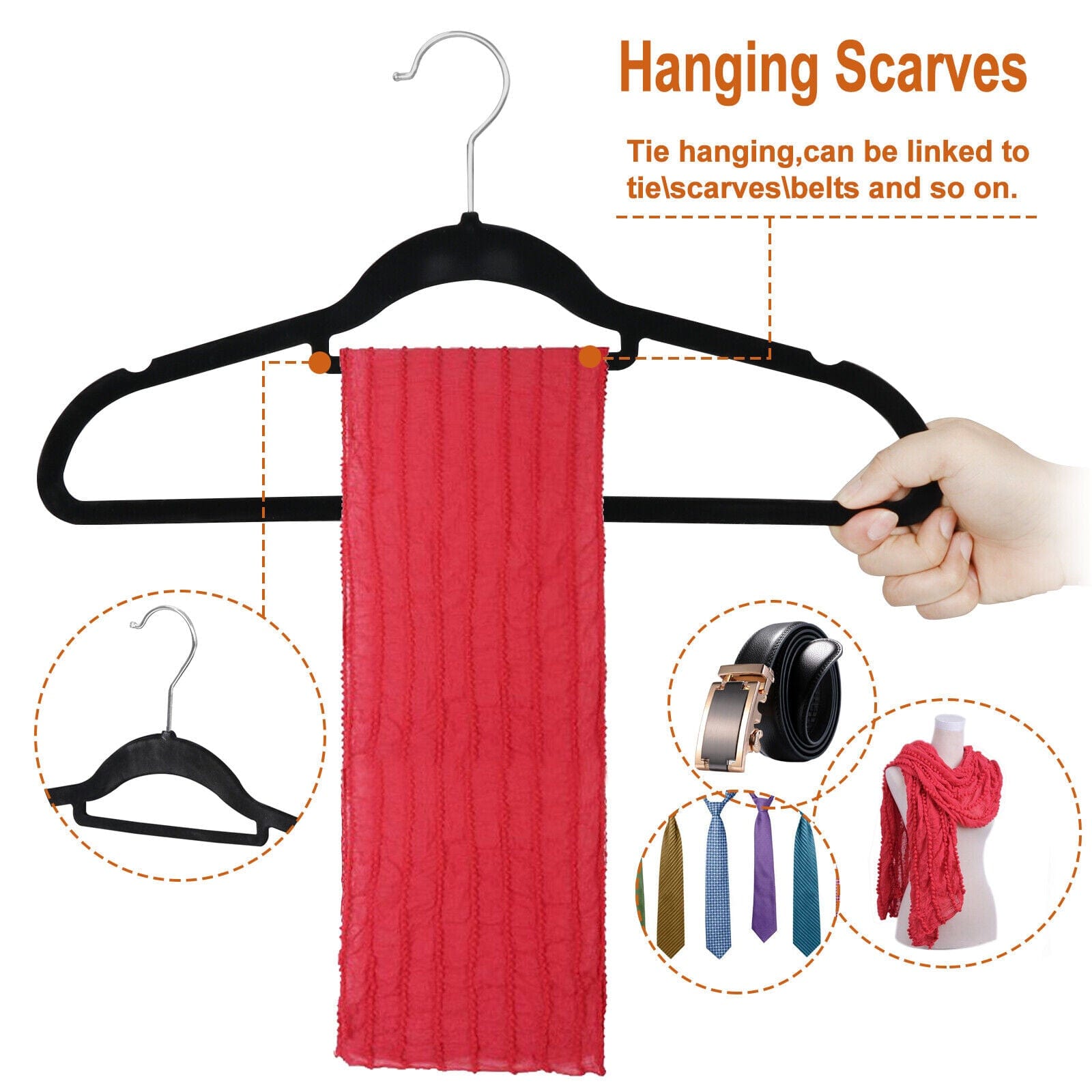 100 Pack Velvet Hangers Flocked Non-Slip Clothes Hangers 360° Swivel Hook Black ebasketonline