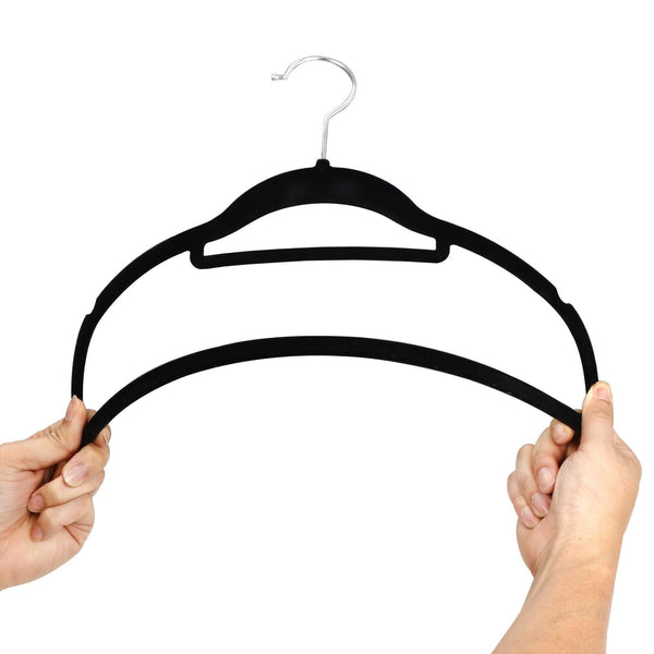 100 Pack Velvet Hangers Flocked Non-Slip Clothes Hangers 360° Swivel Hook Black ebasketonline