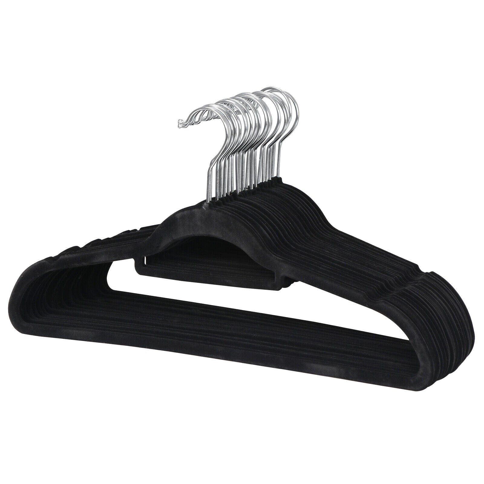 100 Pack Velvet Hangers Flocked Non-Slip Clothes Hangers 360° Swivel Hook Black ebasketonline