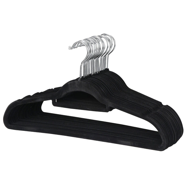 100 Pack Velvet Hangers Flocked Non-Slip Clothes Hangers 360° Swivel Hook Black ebasketonline