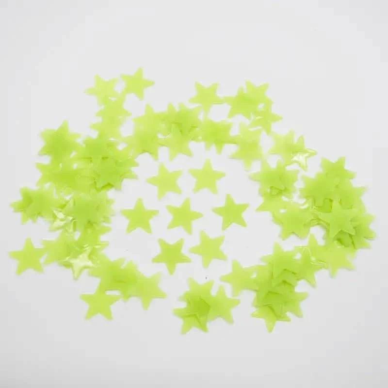 100-Pieces: Luminous Glow in the Dark Star Wall Stickers