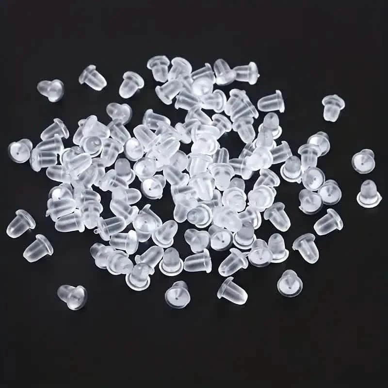 100-Pieces: Transparent Plastic Ear Clog Ear Stud Earring Pin Backs Ear Plug