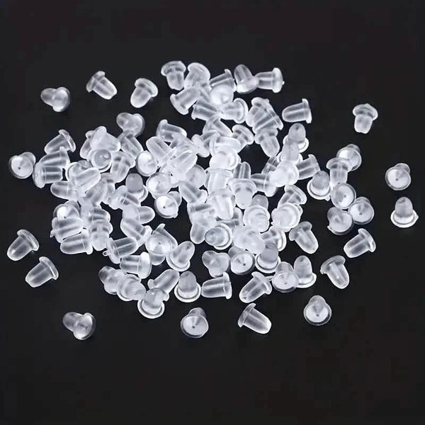 100-Pieces: Transparent Plastic Ear Clog Ear Stud Earring Pin Backs Ear Plug