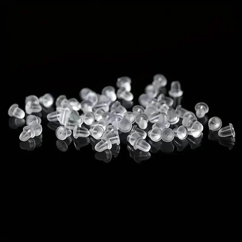 100-Pieces: Transparent Plastic Ear Clog Ear Stud Earring Pin Backs Ear Plug