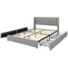 Full/Queen Size Upholstered Bed Frame with 4 Drawers-Silver-Full Size - Silver