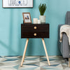 Mid Century Modern 2 Drawers Nightstand in Natural-Coffee