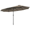 15 Feet Patio Double-Sided Umbrella with Hand-Crank System-Brown - Brown