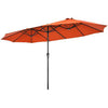 15 Feet Patio Double-Sided Umbrella with Hand-Crank System-Orange - Orange
