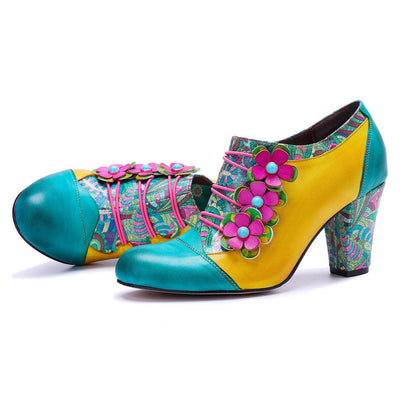 Colorstepshoes Vintage Handmade Bohemian Graffiti Pumps