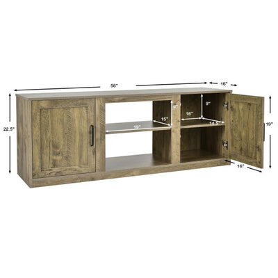 TV Stand with Double Barn Doors for TVs up to 65 Inch-Natural