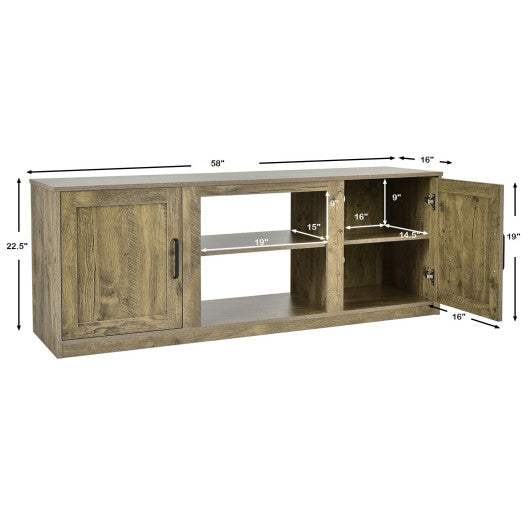 TV Stand with Double Barn Doors for TVs up to 65 Inch-Natural